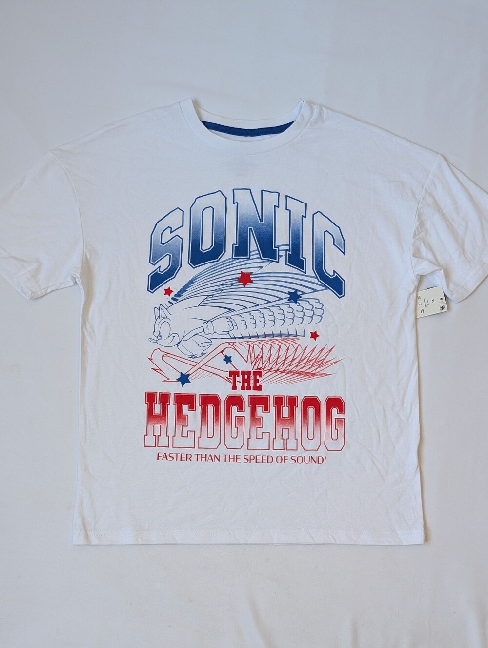 Sonic The Hedgehog Boys XL T-Shirt White Red Blue Graphic Tee NWT